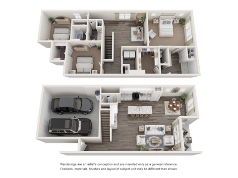 Floor plan for 3 beds, 2.5 baths, 2000 sqft